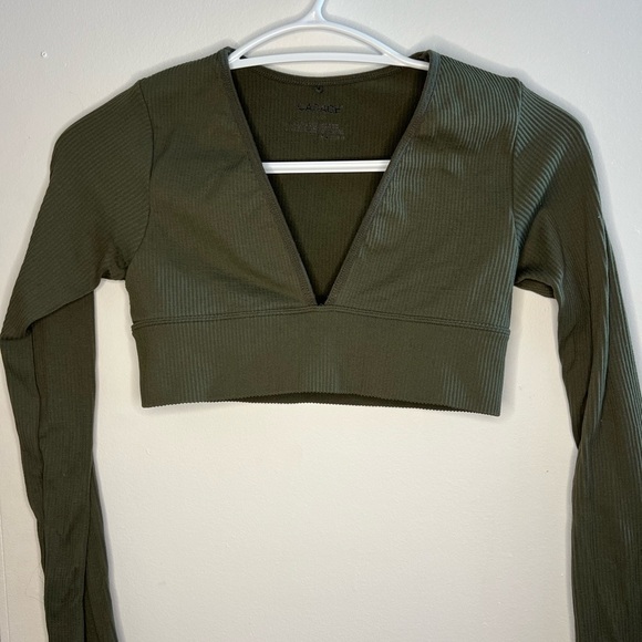 Garage Green Long Sleeve Crop Top - Picture 2 of 4